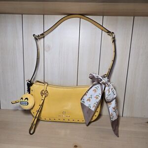 Michael Kors Camden MK XS Pouchette Pebble Leather Shoulder Yellow Purse Bag